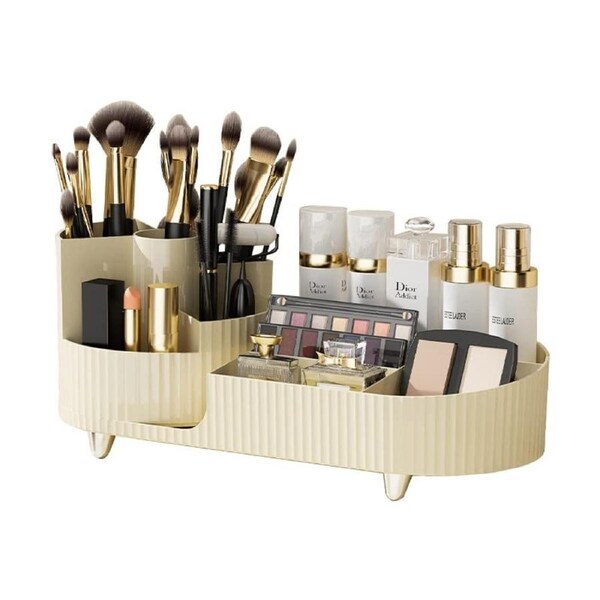 Makeup Organizer, Desk Cosmetics Organizer with 360 Degree Rotating Cosmetic Storage MakeUp Holder