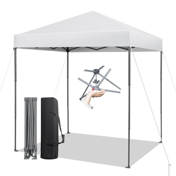 Costway 2x2m Gazebo Pop-up Marquee Portable Sun Shelter Canopy Tent Adjustable Outdoor w/Carry Bag White
