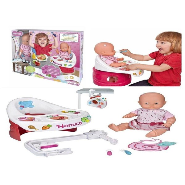 Nenuco Highchair Eat Baby Doll Ages 3+ Toy Girls High Chair Bath Food Highchair