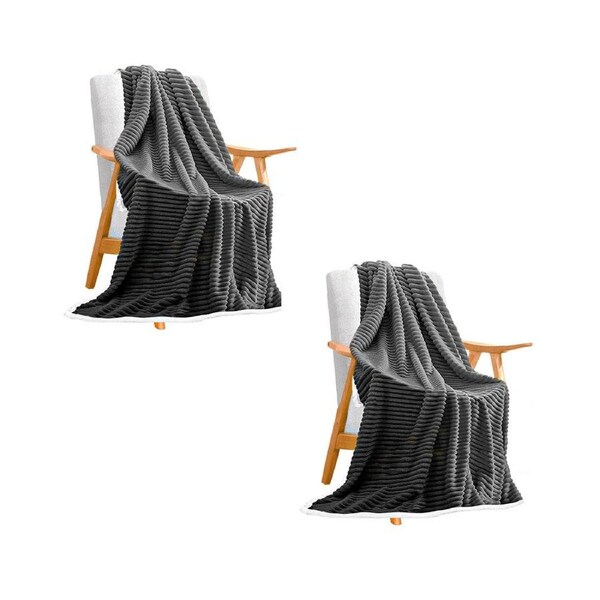 SOGA 2X Grey Throw Blanket Warm Cozy Double Sided Thick Flannel Coverlet Fleece Bed Sofa Comforter