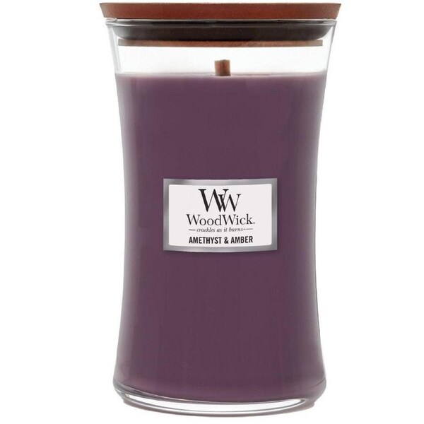 WoodWick Amethyst & Amber Large Candle Crackles As It Burns 610G Hourglass