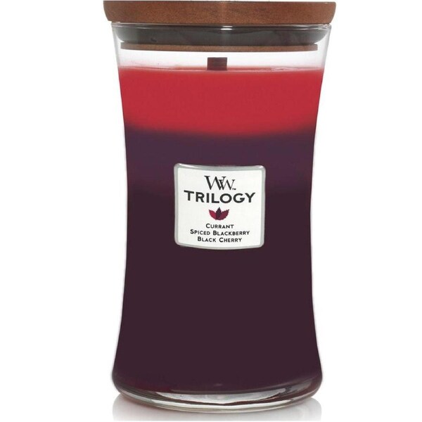 WoodWick Sun Ripened Berries Trilogy Large Candle Crackles As It Burns 610G Hourglass