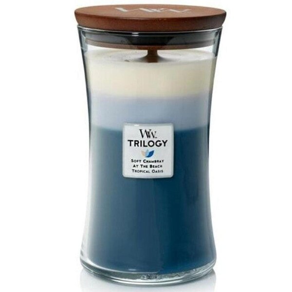 WoodWick Beachfront Cottage Trilogy Large Candle Crackles As It Burns 610G Hourglass