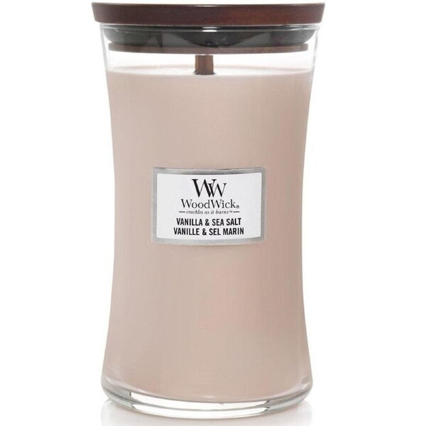 WoodWick Vanilla & Sea Salt Large Candle Crackles As It Burns 610G Hourglass
