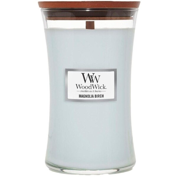 WoodWick Magnolia Birch Large Candle Crackles As It Burns 610G Hourglass