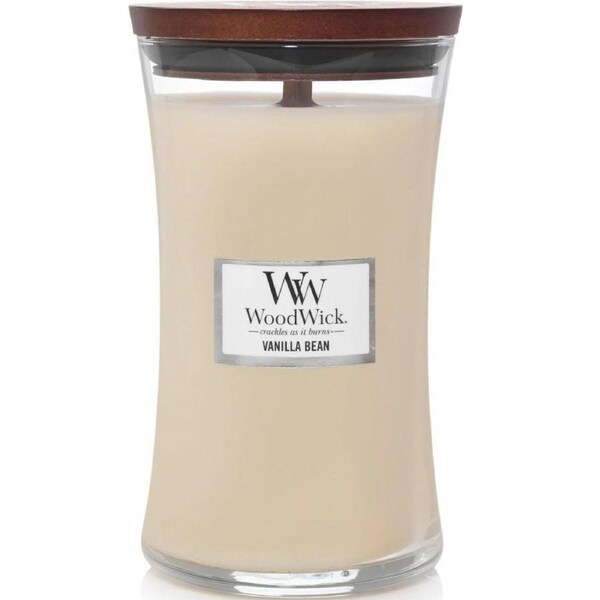 WoodWick Vanilla Bean Large Candle Crackles As It Burns 610G Hourglass