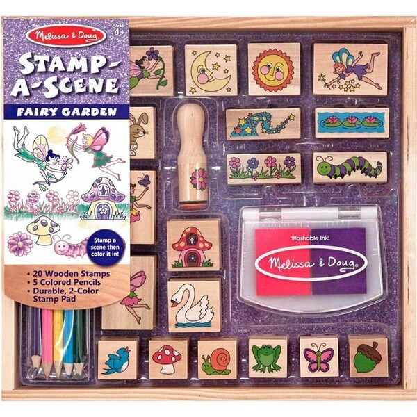 Melissa & Doug Wooden Stamp-a-Scene Fairy Garden