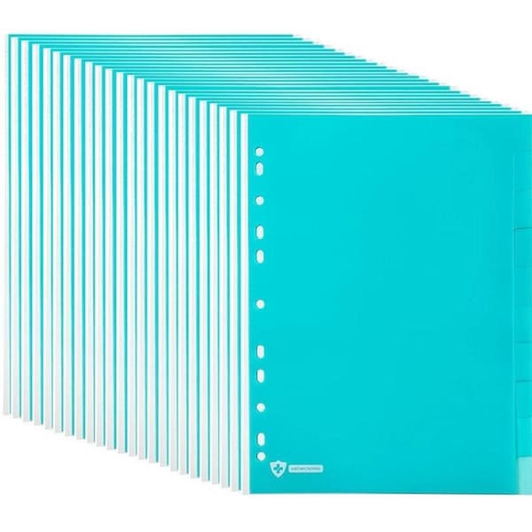 Marbig Professional PP Dividers 10-Tab A4 Antimicrobial Blue 25 Pack Sets