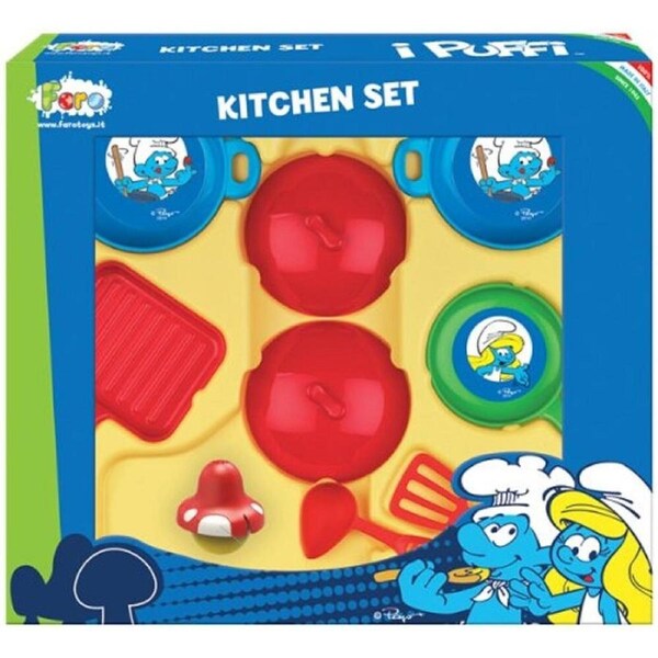 Kitchen Pretend Play Faro Cooking Smurf Pan Toy Chef Ages 3+ Utensils Smurfs Fun