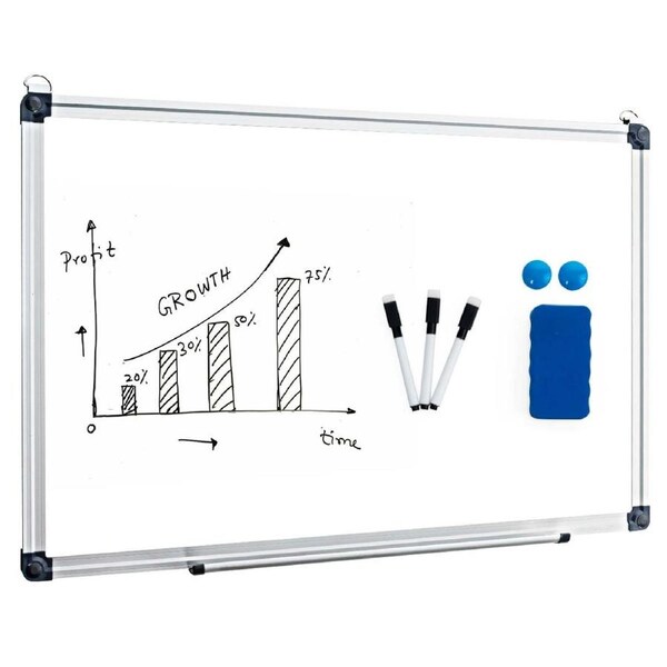Costway Aluminum Frame Useful Catch Wall Whiteboard Dry Erase Board 60 x 40 cm Office School