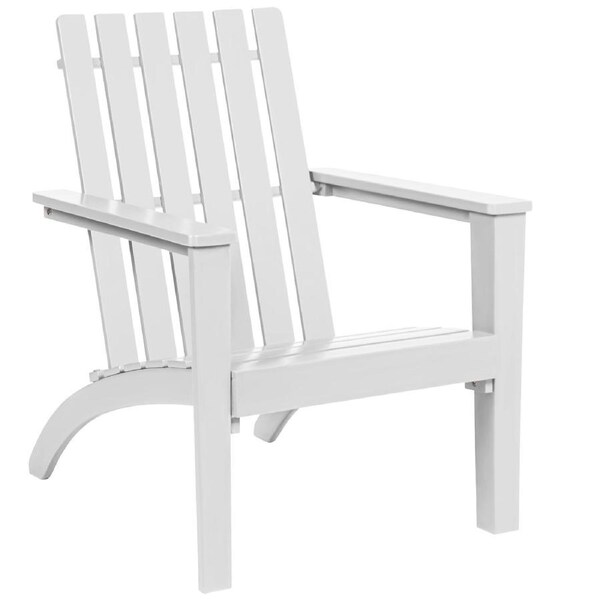 Costway Acacia Wood Sun Lounger Adirondack Chair Outdoor Recliner Patio Furniture Beach Backyard White