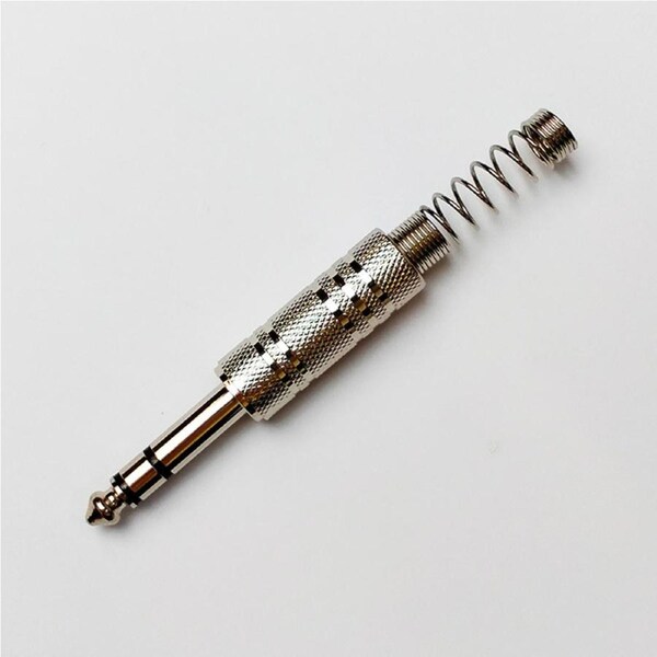 Leem 1/4" Metal Stereo Cable Jack Plug with Long Flexible Cable Boot - 1pk