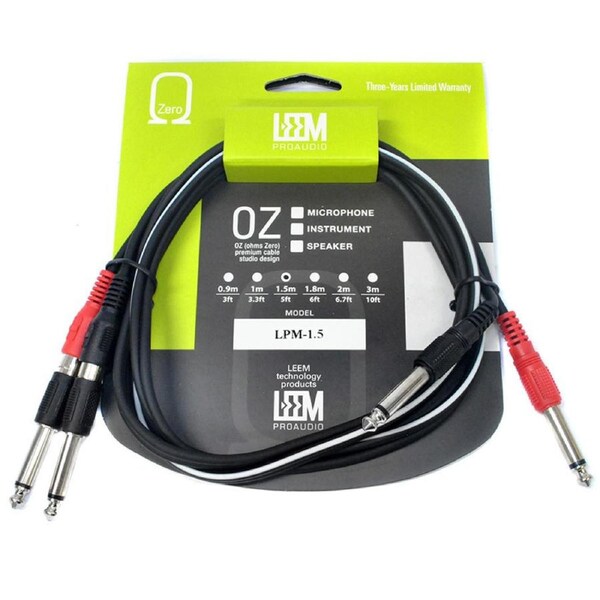 Leem 1.5m Interconnect Cable (2 x 1/4" Mono Plugs - 2 x RCA Jacks or 2 x 1/4" Mono Plugs - 2 x 1/4" Mono Plugs)