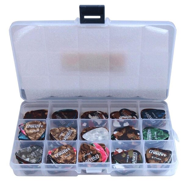 Crossfire CPB-180 Bulk Guitar Pick Container Pack - 180 Mixed Picks in Plastic Display Box