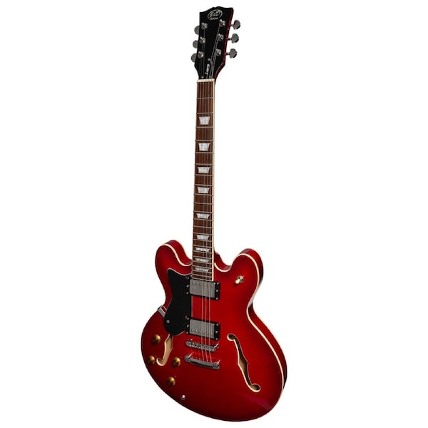 J&D Luthiers Semi-Hollow ES-Style Left Handed Electric Guitar Cherry JDL-ESL-CH