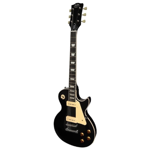 J&D Luthiers LP-Style '56 P-90 Electric Guitar Gloss Black JDL-LSS-BLK 6-String Mahogany Body with Maple Veneer