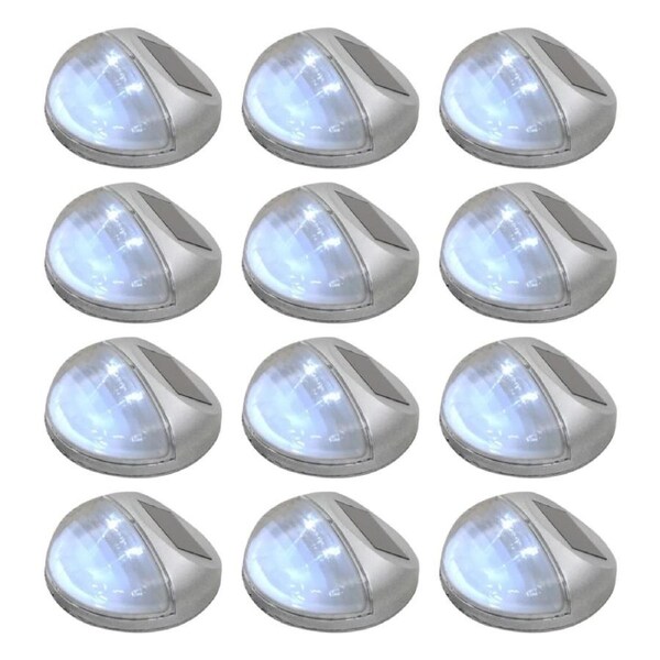 Solar Garden Light 12 Pack LED Lamp Outdoor Wall Patio Lights Step Path Silver