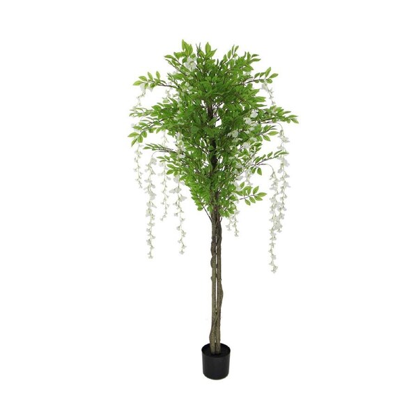 Flowering Artificial Wisteria With White Flowers 180cm