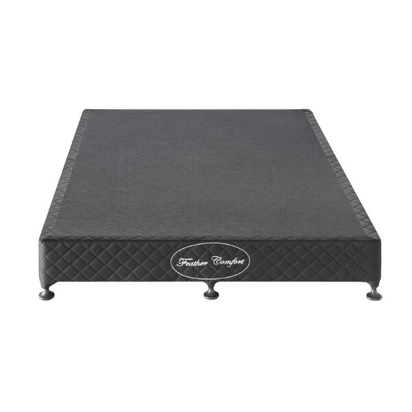 Mattress Base Ensemble Queen Size Solid Wooden Slat in Black with Removable Cover