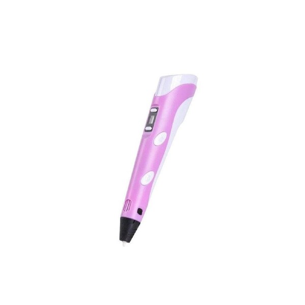 Ozoffer LCD Screen 3 Free Filaments Doodle Drawing Kid Gift 3D Printing Pen Set Printer Pink
