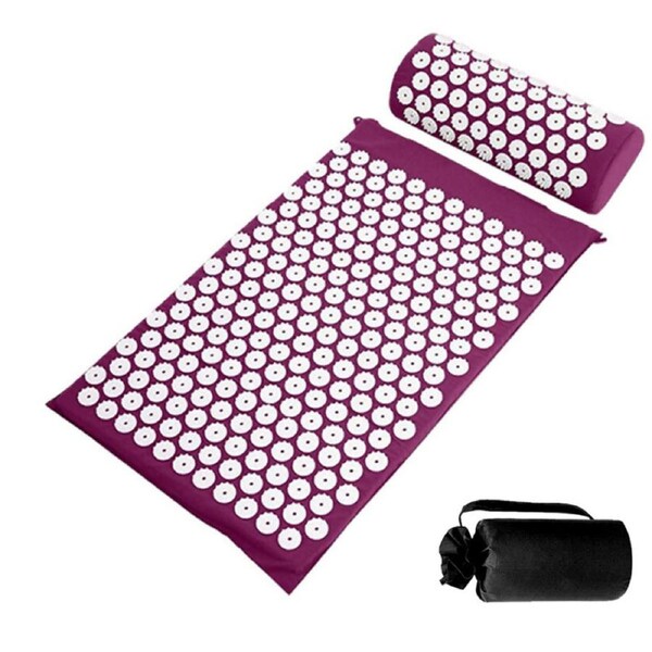 OZNALA Yoga Massage Acupressure Mat Sit Lying Mats Pain Stress Soreness Relax AU Purple