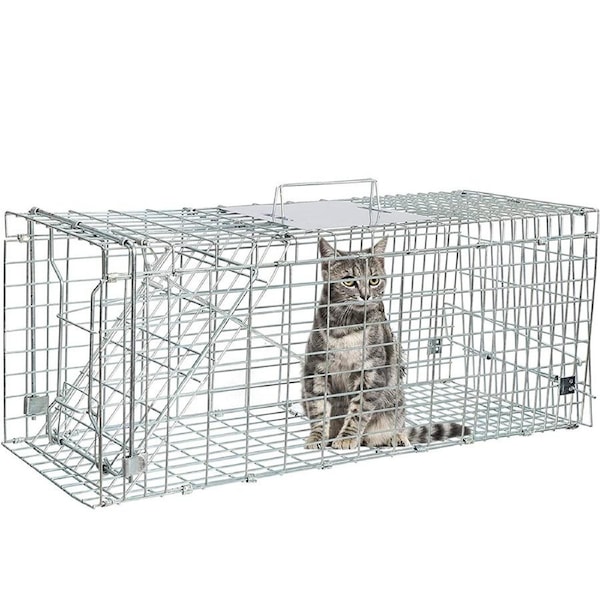 OZNALA Humane Possum Feral Cage Trap Folding Animal Trap with Handle for Cat Rabbit Bird Animal Dog Hare Live Catch 66cm