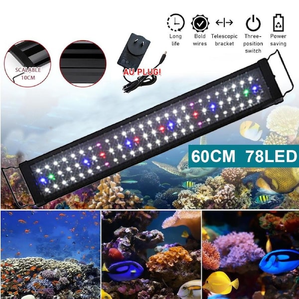 OZNALA 60cm Full Spectrum Aquarium LED Light Lighting Aqua Plant Fish Tank Lamp White Blue Red Green LEDs Compatible with 24-30 Inch/61-76cm