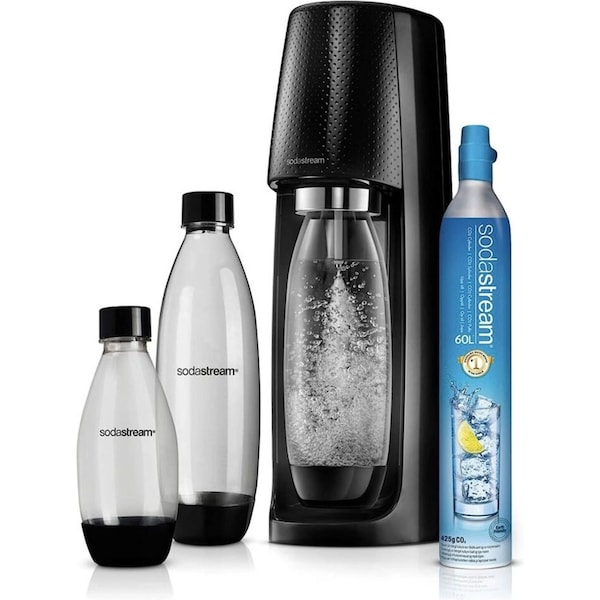 SodaStream Spirit Mega Pack 60L Sparkling Water/Soda Drink Maker w/ Bottles BLK