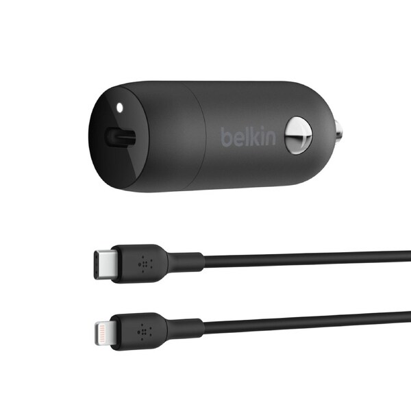 Belkin Boostup 30W Car Charger+USB-C to Lightning cable - Black