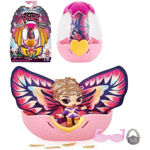 Hatchimals Pixies Wilder Wings Groovy Ginny for Ages 5+ Toy Butterfly Play Doll Hatch Glitter