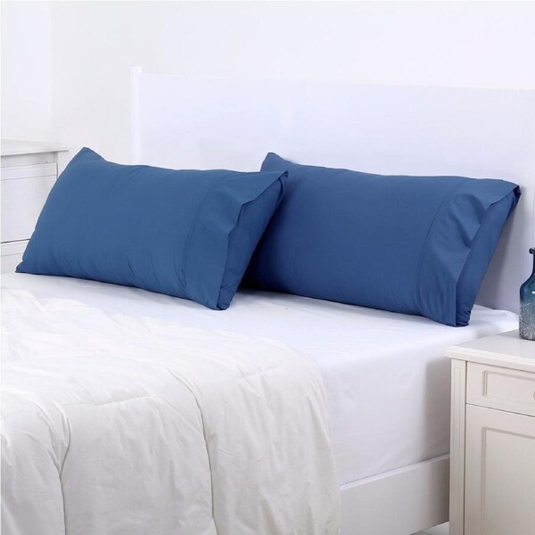 Dreamaker 250TC Plain Dyed King Size Pillowcases - Twin Pack - Blue 48x90cm