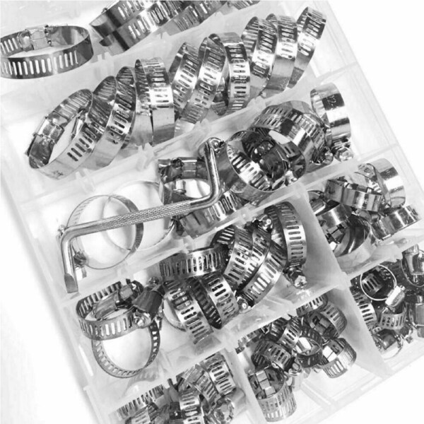 Stainless Steel Hose Clamps Clips Adjustable Range Worm Gear Pipe Clamp 91X Kit
