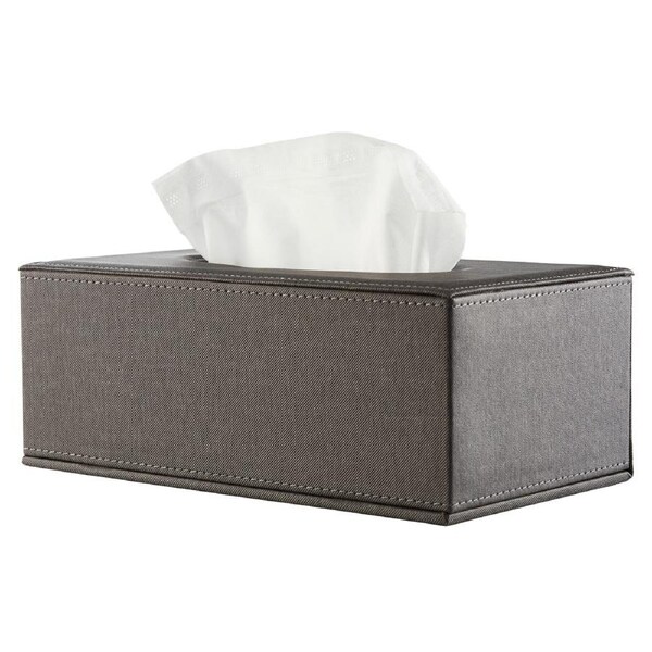 Keslie Grey Leatherette Tissue Box Cover Rectangle
