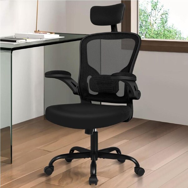ALFORDSON Mesh Office Chair Flip-up Armrests All Black