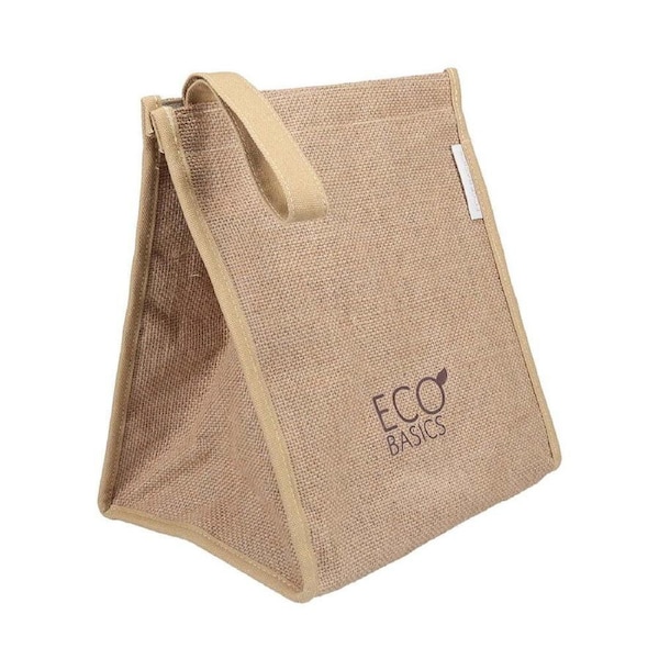 Eco Basics Reusable Lunch Jute Bag Cold/Hot Food Insulated Storage w/ Closure