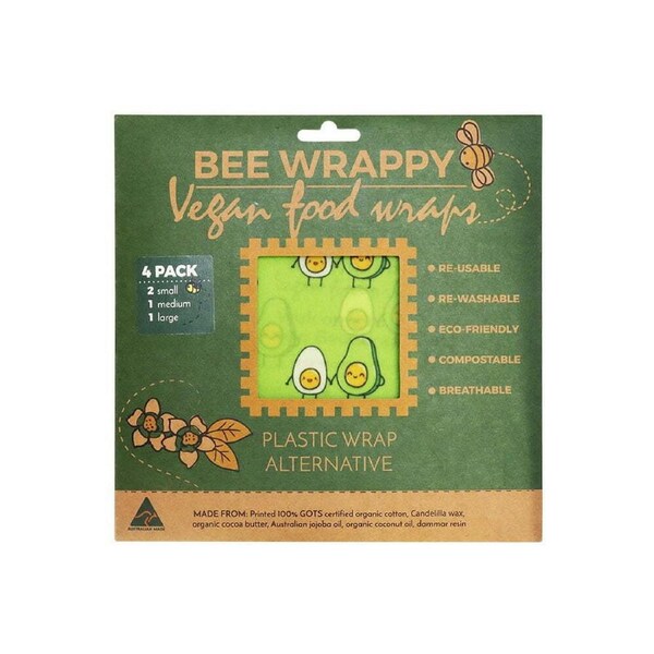 4PK High Road Bee Wrappy Food/Leftovers Saver Re-usable Wraps/Cover Sealer Vegan