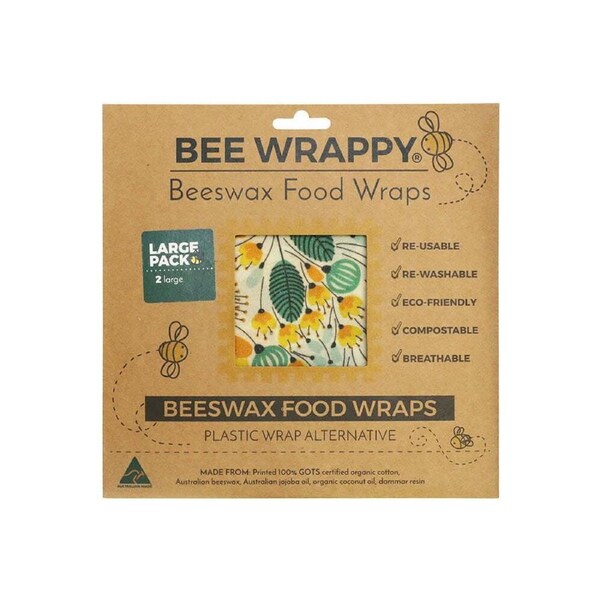 2PK High Road Bee Wrappy Food/Leftovers Saver Re-usable Wraps/Cover Sealer Large