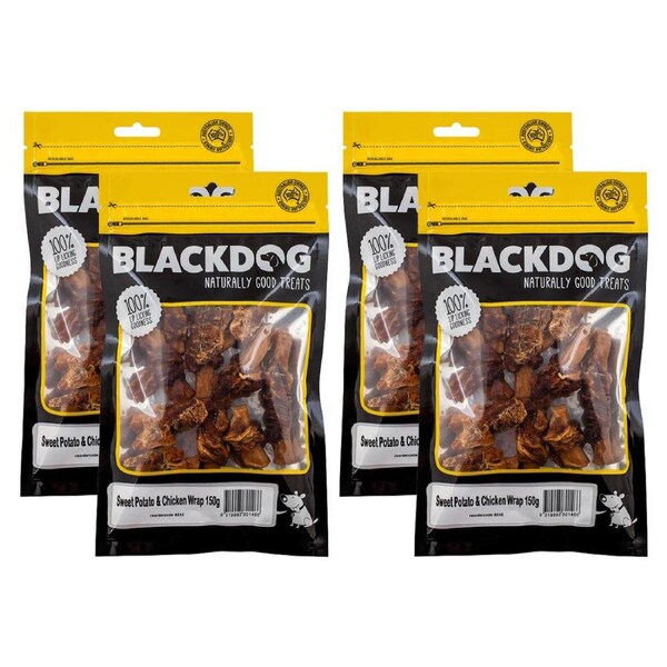 4x Blackdog Sweet Potato & Chicken Wrap Pet/Dog Treat/Food/Reward/Snacks150g
