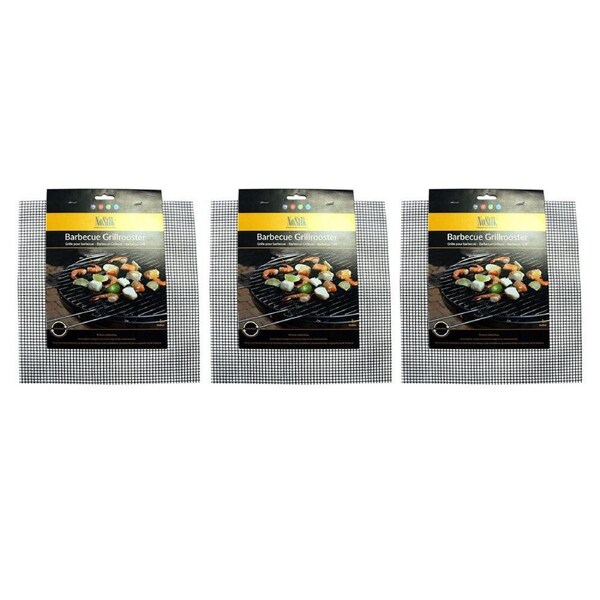 3x Nostik Reusable 32cm Non-Stick Cooking BBQ/Barbecue Grill Mat Pad Rectangle