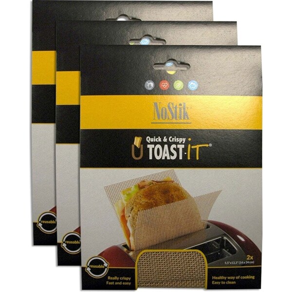 3x 2pc Nostik Reusable 34cm U Toast It Set Sandwich Holder Storage Sheet Beige