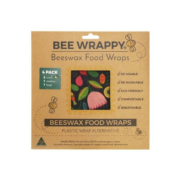 4PK High Road Bee Wrappy Food/Leftovers Saver Re-usable Wraps/Cover Sealer Large