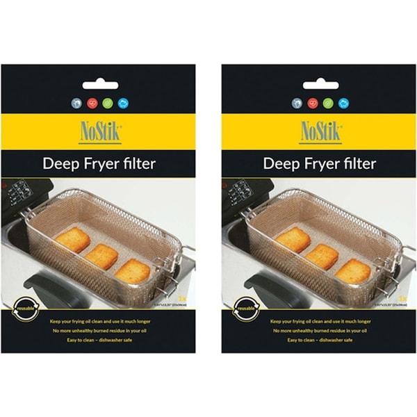 2x Nostik Reusable 25x34cm Deep Fry Filter Frying Pad Mat Liner Rectangle Beige