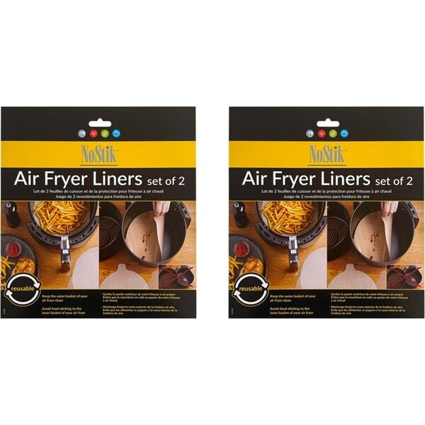 2x 2pc Nostik Reusable Round Non-Stick Air Fryer Basket Liner Set Pad/Mat Beige