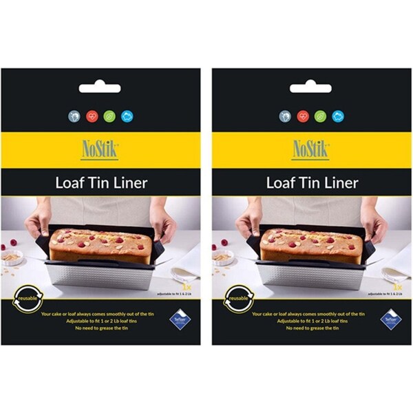 2x Nostik Reusable Adjustable Loaf Tin Liner Oven Baking Mat Pad Rectangle Black