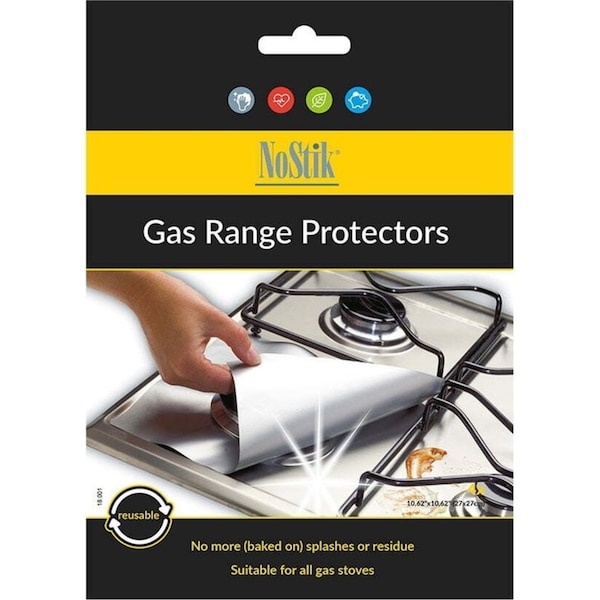 4PK Nostik Reusable 27cm Gas Range Protector Set Stove Top Liner/Cover Silver