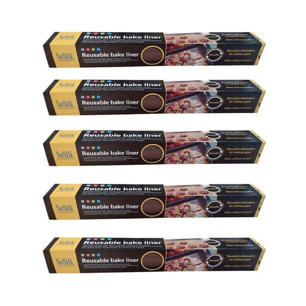 5x Nostik Large Reusable 40cm Bake Liner Non-Stick Rectangle Baking Mat/Pad BRN