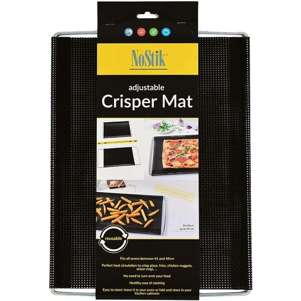 Nostik Adjustable 49cm Crisper Mat Reusable Rectangle Oven Baking Pad Black