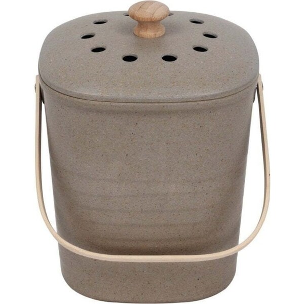 Eco Basics 4L Plant-Based Compost Kitchen Waste Bin Garbage/Trash Pot Granite