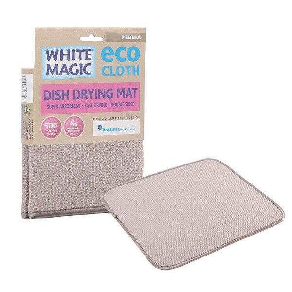 White Magic Dish/Bowl Drying Mat Kitchen Absorbent Pad Double Sided Cloth Pebble