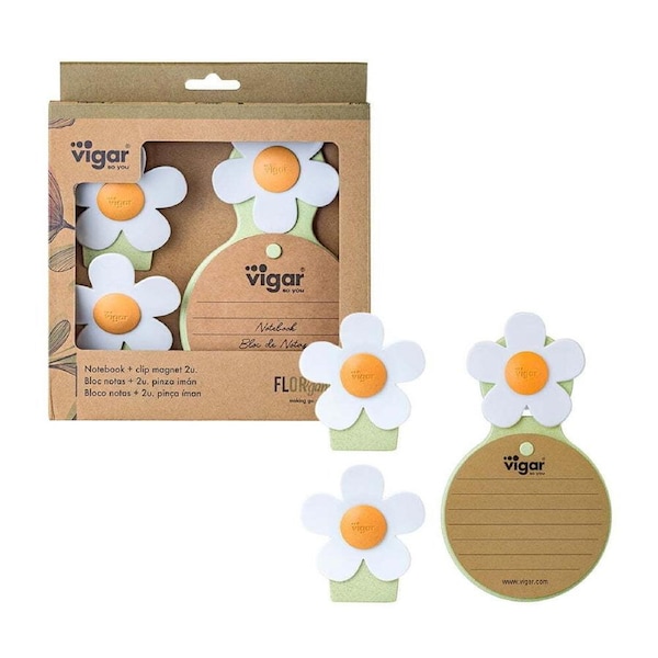 2pc Vigar Florganic Stationery Writing Notebook w/ Suction & Magnet Clip Set